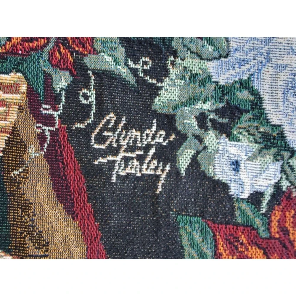 Vintage Tapestry Throw Blanket 50x60 Santa Claus Christmas Glynda Turley USA
